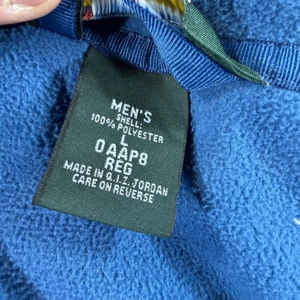 LL Bean Fleece Pullover Mens Large Blue Excellent Quarter Zip 0AAP8